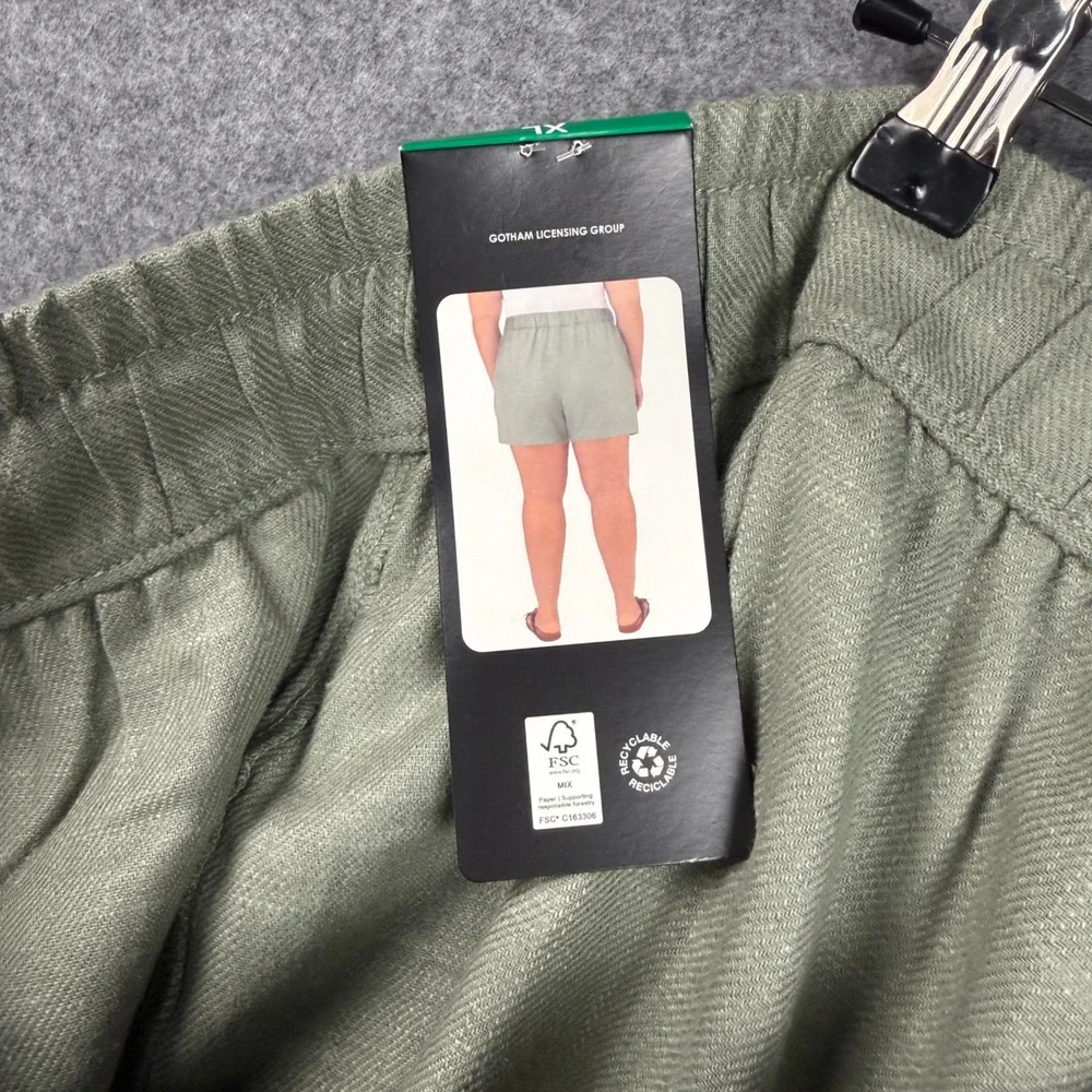 Blank NYC Green Linen Blend‎ Pull On Shorts XL High Rise 5 Inch Inseam 1894390